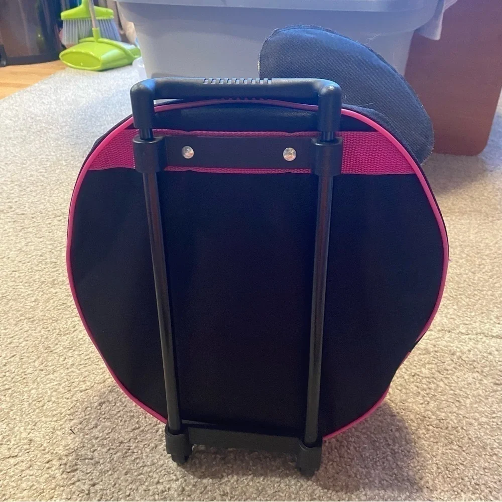 Disney Minnie Mouse Circle Roller Suit Case Pink Black 3D Ears Adjustable Handle